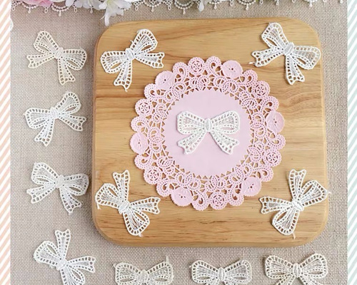 6枚】リボン レース 刺繍 アップリケ モチーフ ケミカルレース ロココ