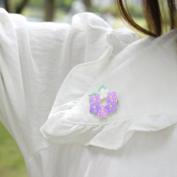 【1枚】『可愛い紫陽花のワッペン〜紫色』刺繍 アップリケ 5枚目の画像