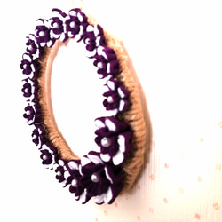 ♡リース♡　つまみ細工　壁飾り　紫 3枚目の画像