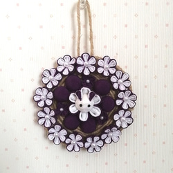 ♡花うさぎ♡　つまみ細工　壁飾り　紫色　 1枚目の画像