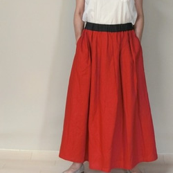 〇特別価格〇綺麗色リネンスカート　★赤 1枚目の画像