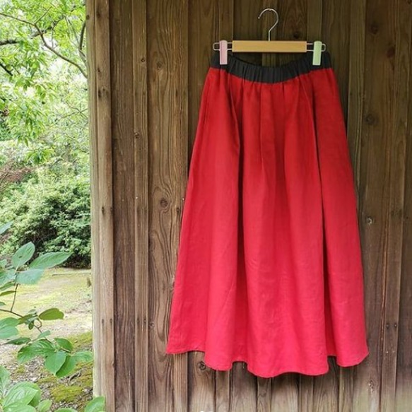 〇特別価格〇綺麗色リネンスカート　★赤 2枚目の画像