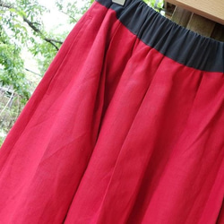 〇特別価格〇綺麗色リネンスカート　★赤 3枚目の画像