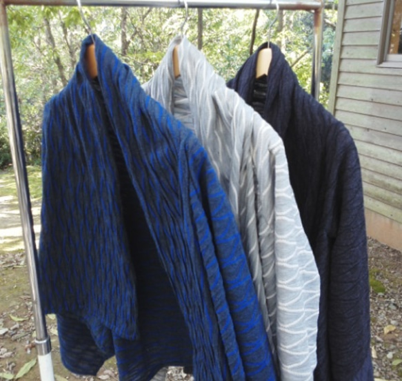 大人な変わり織り羽織りカーディガン＊チャコールグレー 4枚目の画像