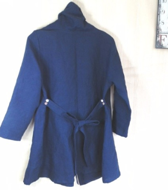 リネンの羽織りジャケット　　○ネイビー 4枚目の画像