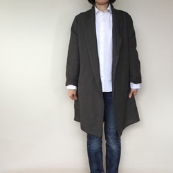 リネンの羽織りジャケット　　○チャコールグレー 2枚目の画像