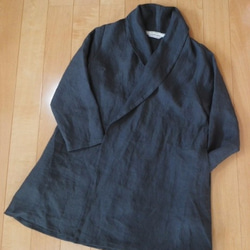 リネンの羽織りジャケット　　○チャコールグレー 4枚目の画像