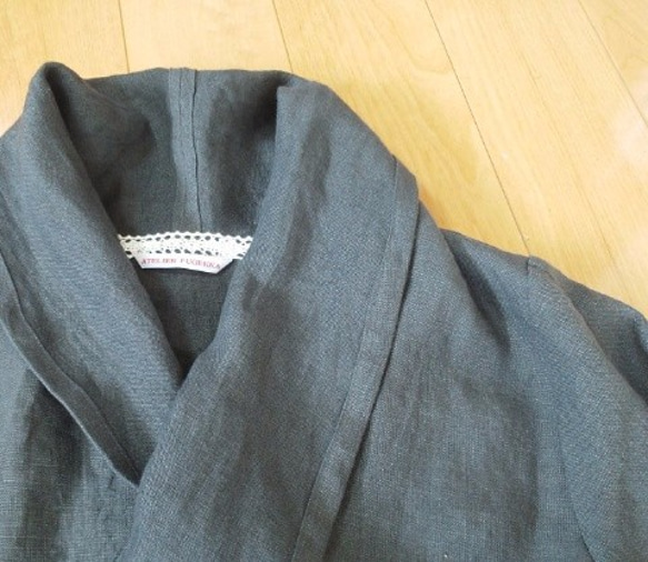 リネンの羽織りジャケット　　○チャコールグレー 5枚目の画像