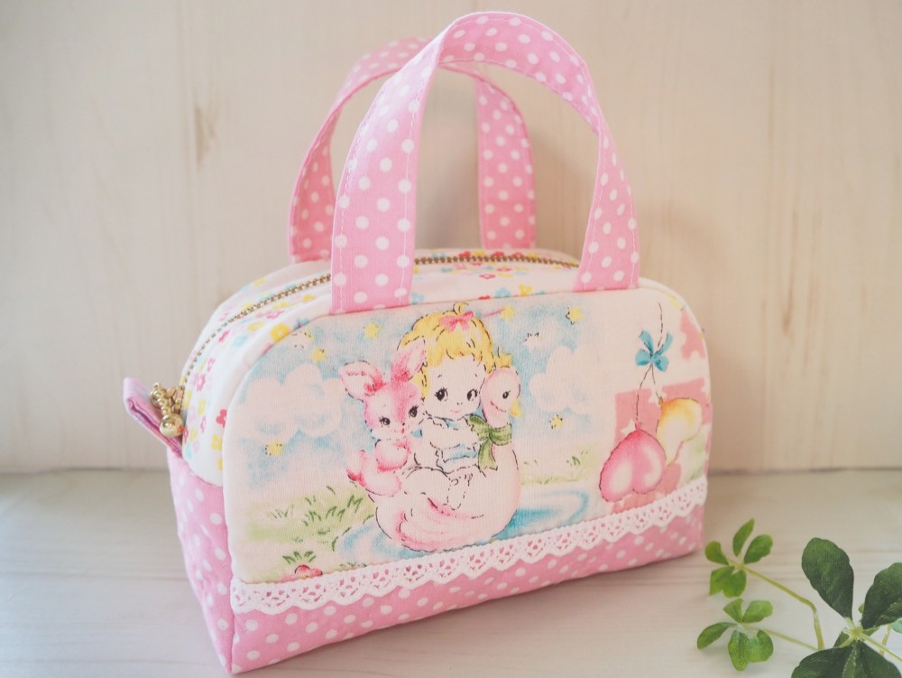 再販 作成キット ミニボストンバッグポーチ うさぎと赤ちゃん