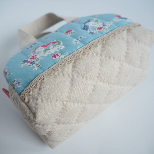 SOLD◇ハンドメイド ポーチ 松山敦子 レトロ パッチワーク 柄