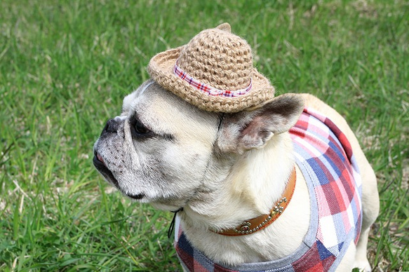 バカンスHat*ナチュラル*赤チェック 1枚目の画像