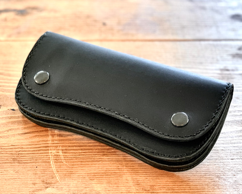 国産本革】トラッカーウォレット BONE-03 ブラック 長財布 JISON