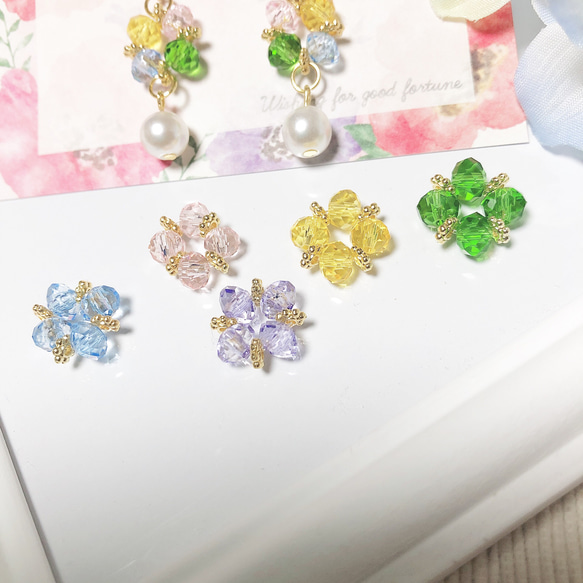 【6色展開】紫陽花のきらめきピアス（イヤリング） 2枚目の画像