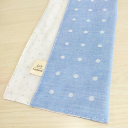 ウォーターブルーのドット//純粋な手作りの二重綿糸のハンカチ、二重糸のハンカチ 2枚目の画像