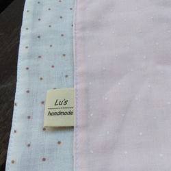粉色水玉點//純手工雙層棉紗手帕 二重紗手帕 第3張的照片