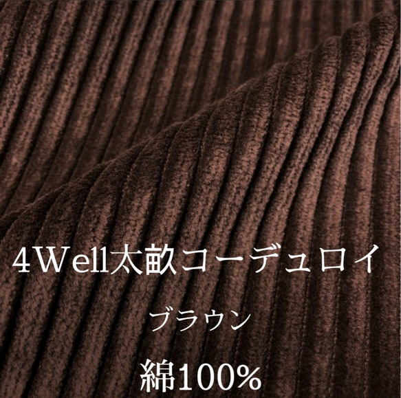 遠州織物【送料無料】【50cm～】4well太畝コーデュロイ　ブラウン【コーデュロイ】【029】 1枚目の画像