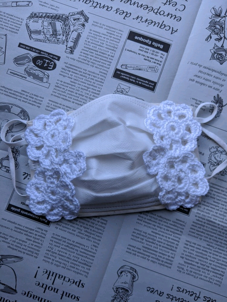 インナーマスク マスクカバー Wガーゼ×手編みモチーフ 不織布マスク  