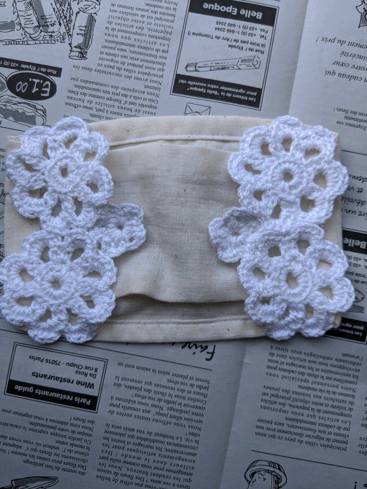 インナーマスク マスクカバー Wガーゼ×手編みモチーフ 不織布マスク  