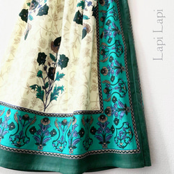 インド綿ギャザースカート グリーン 2枚目の画像