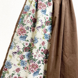 【新作】ゴブラン織×コーデュロイ ギャザースカート ブラウン 3枚目の画像