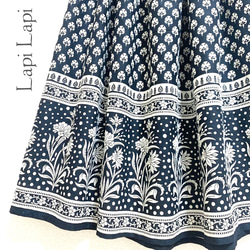 インド綿バティック柄ギャザースカート BLK 2枚目の画像