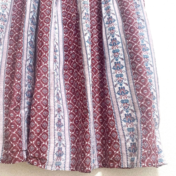 インド綿ギャザースカート レッド 2枚目の画像