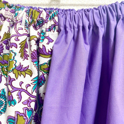 インド綿パッチワーク切り替えスカート ロマネスクパープル 3枚目の画像
