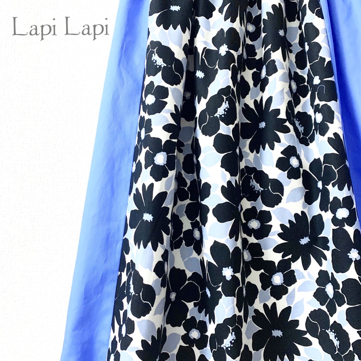 花柄ギャザースカート ライトブルー