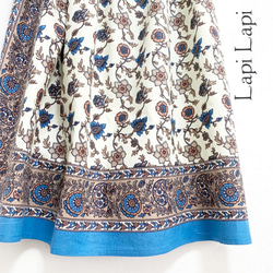 インド綿ギャザースカート シアン 2枚目の画像