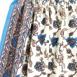 インド綿ギャザースカート シアン 4枚目の画像