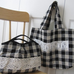【送料無料】リネンのデザイン違いバッグ二つセット 1枚目の画像