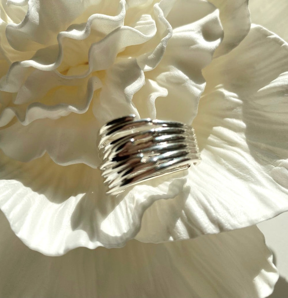 ♡シルバー925/重なったボリュームリング♡R2741 6枚目の画像