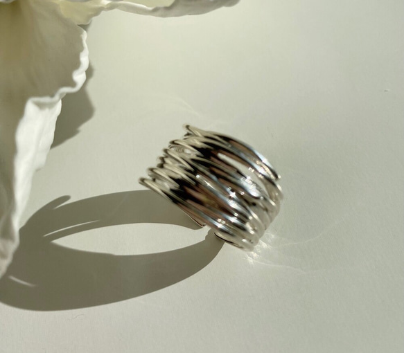 ♡シルバー925/重なったボリュームリング♡R2741 7枚目の画像