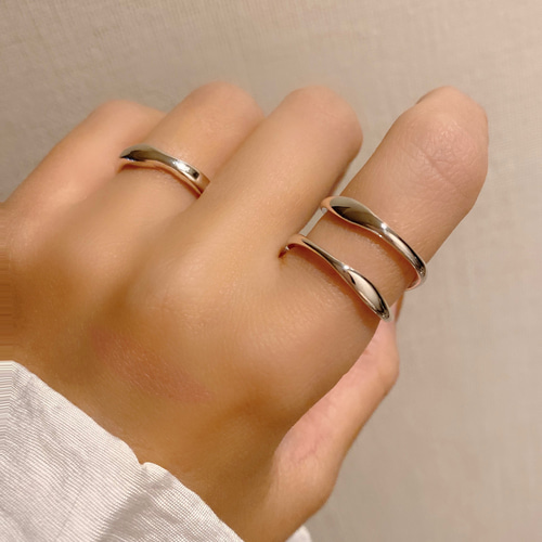 ダブル変形ラインリングシルバーリング Silver925RG24 指輪