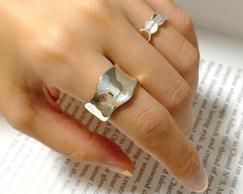 緩やかなカーブラインnuance wide silver ring RG47 指輪