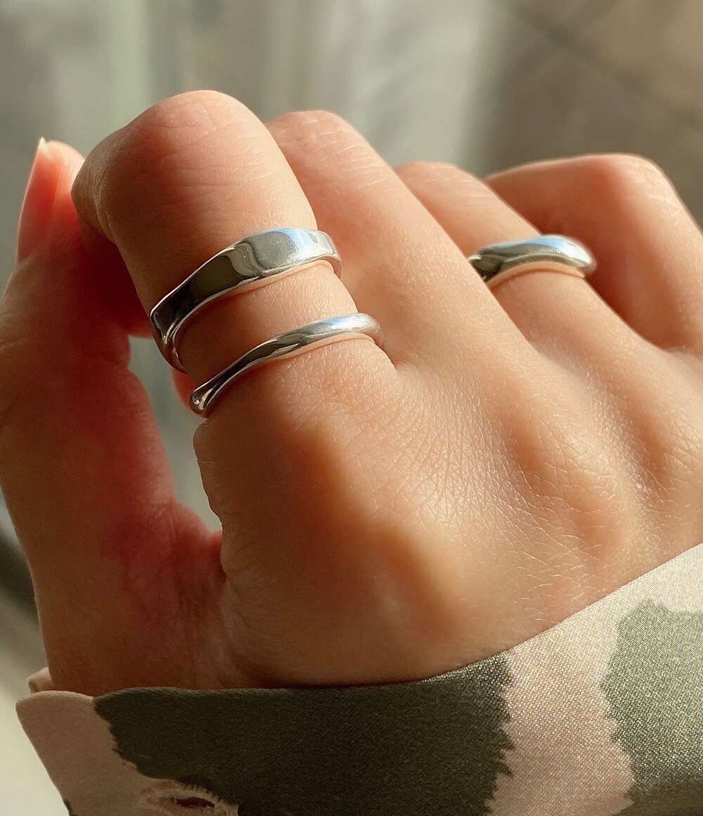 Double line silver ring RG41