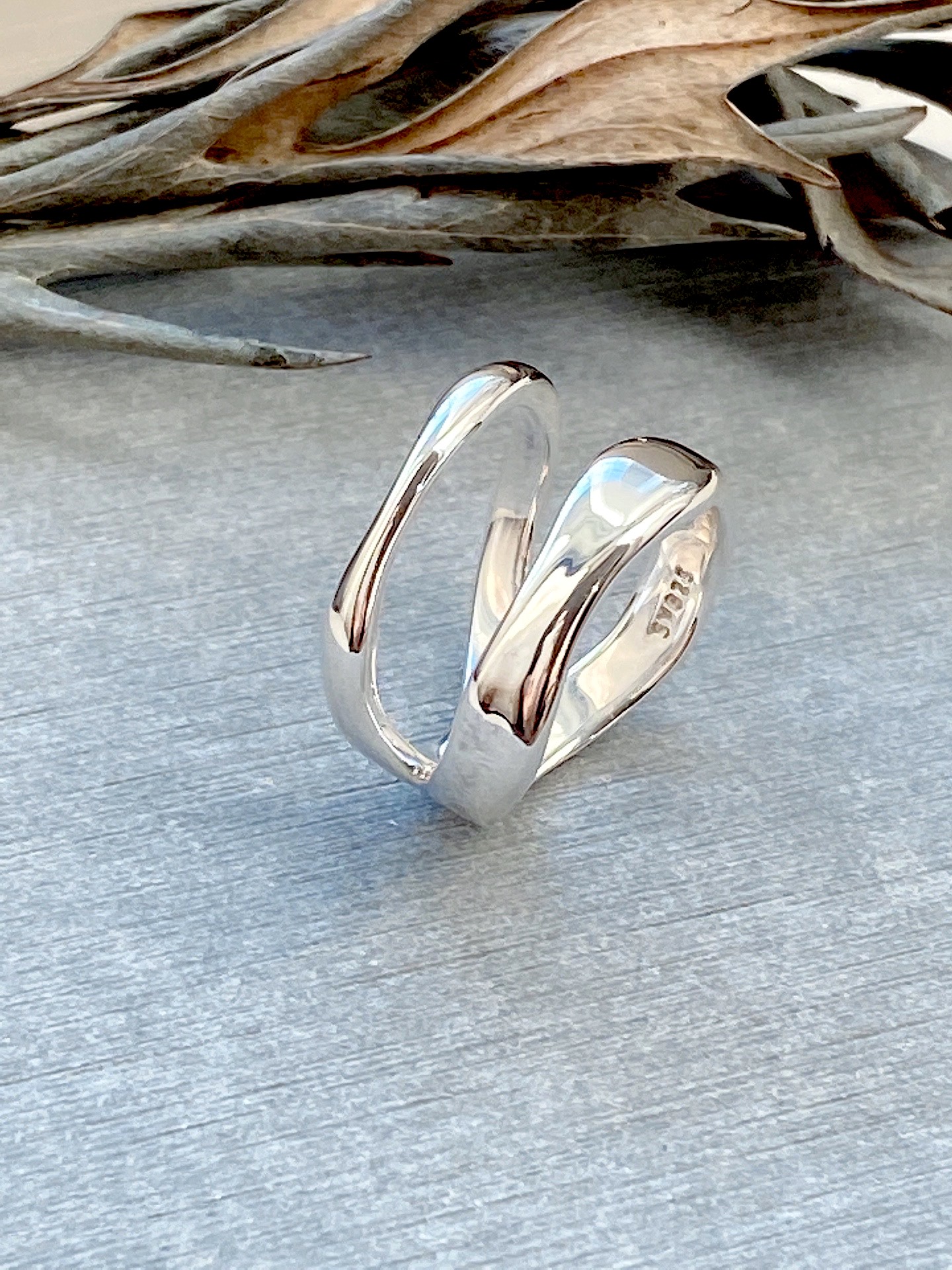 Double line silver ring RG41