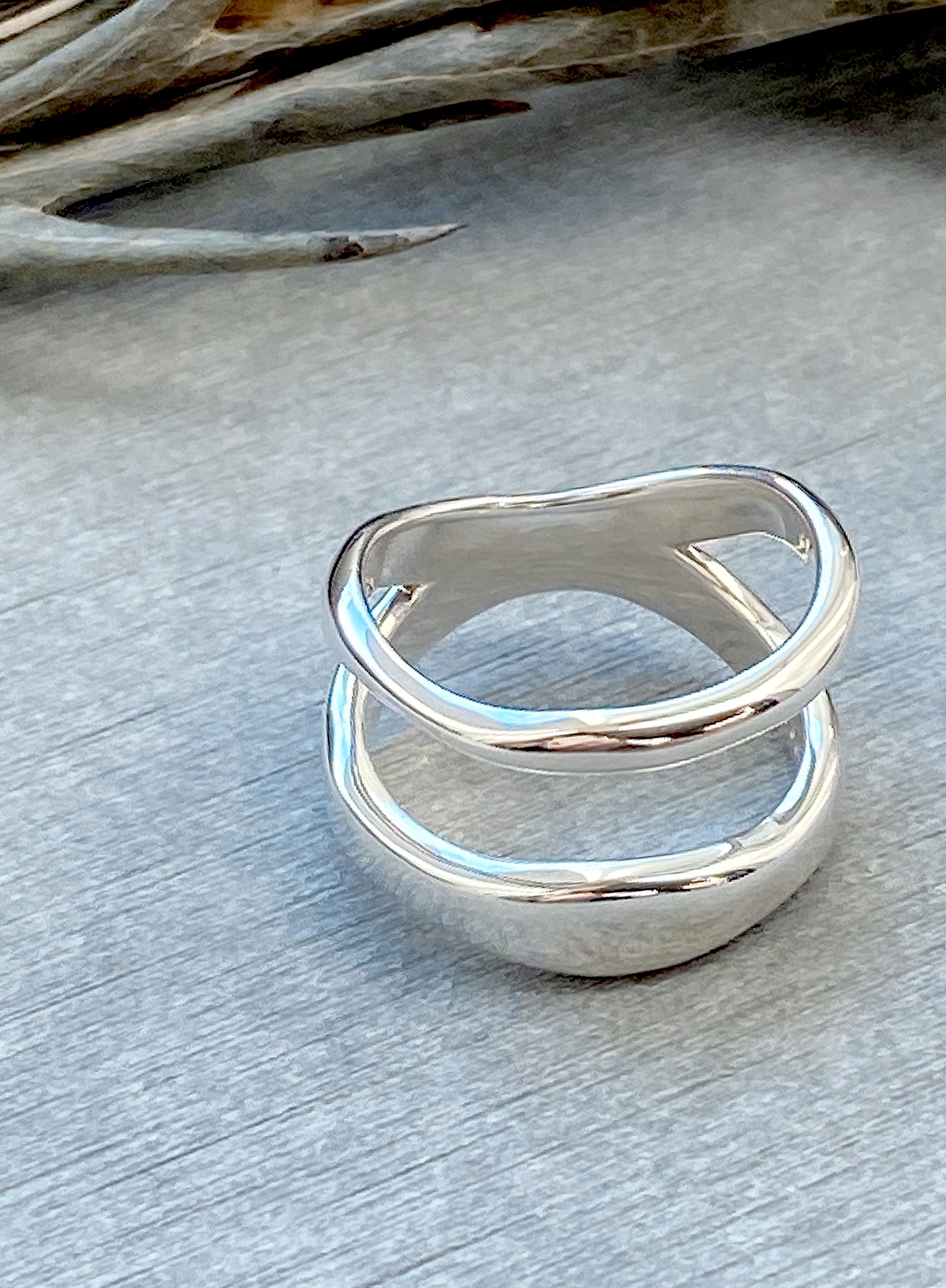 Double line silver ring RG41