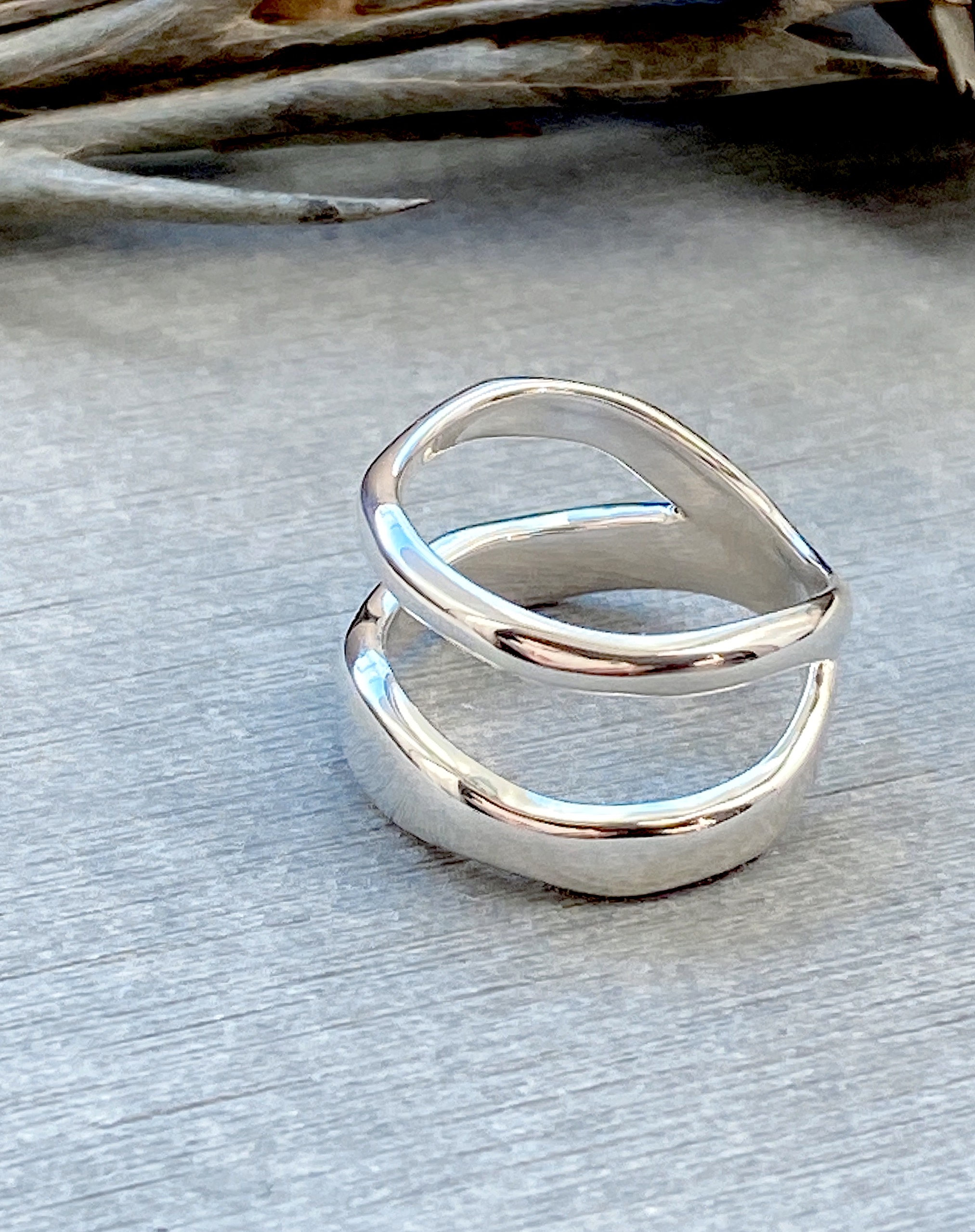 Double line silver ring RG41