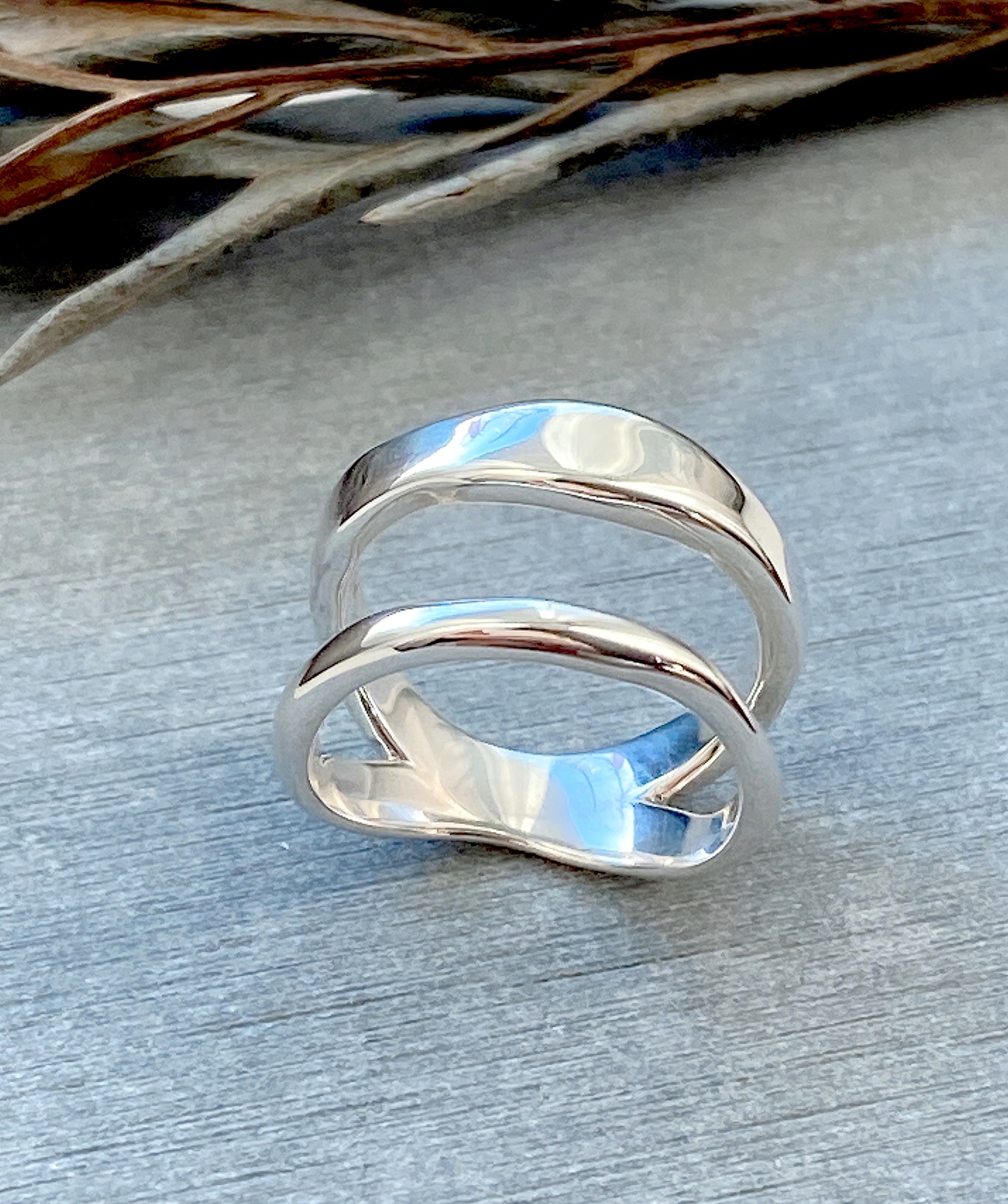 Double line silver ring RG41