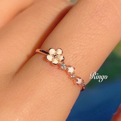 ✿胸キュンフラワーシルバーリング✿R3772 1枚目の画像