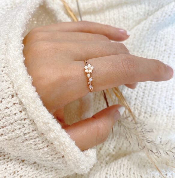 ✿胸キュンフラワーシルバーリング✿R3772 7枚目の画像