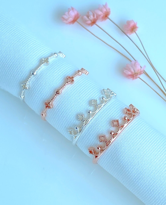 華奢で繊細なデザイン✤クローバーレースsilver925リング 8枚目の画像