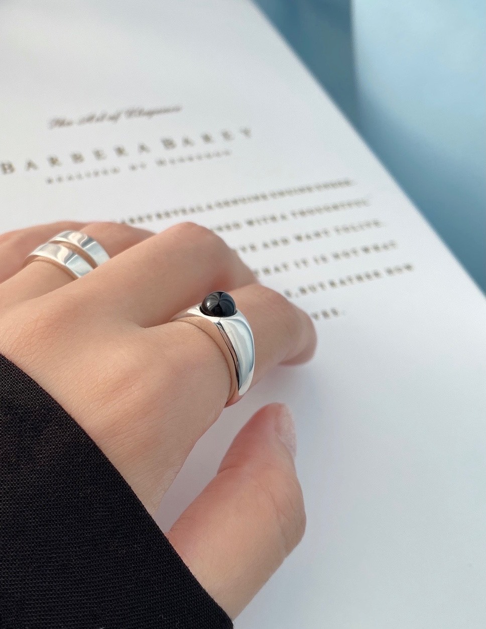 天然石 ブラックオニキスリングsilver925 RG49