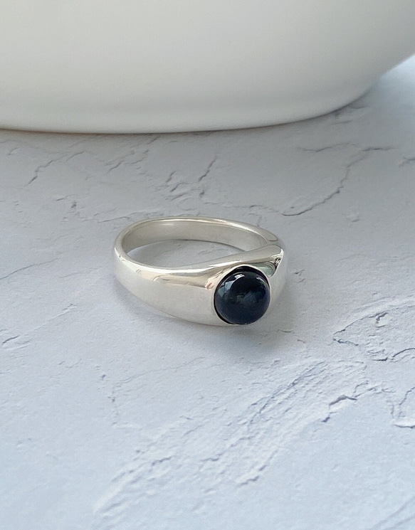 天然石 ブラックオニキスリングsilver925 RG49 2枚目の画像