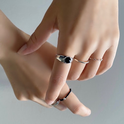 天然石 ブラックオニキスリングsilver925 RG49 3枚目の画像