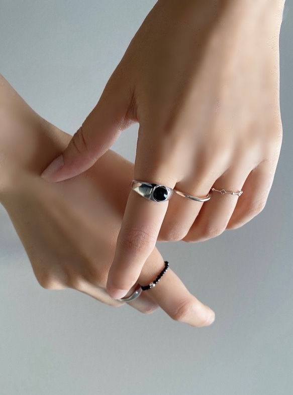 天然石 ブラックオニキスリングsilver925 RG49 3枚目の画像