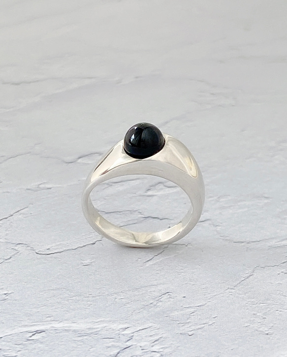 天然石 ブラックオニキスリングsilver925 RG49 4枚目の画像
