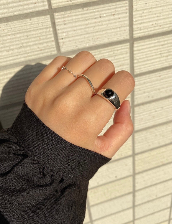 天然石 ブラックオニキスリングsilver925 RG49 5枚目の画像