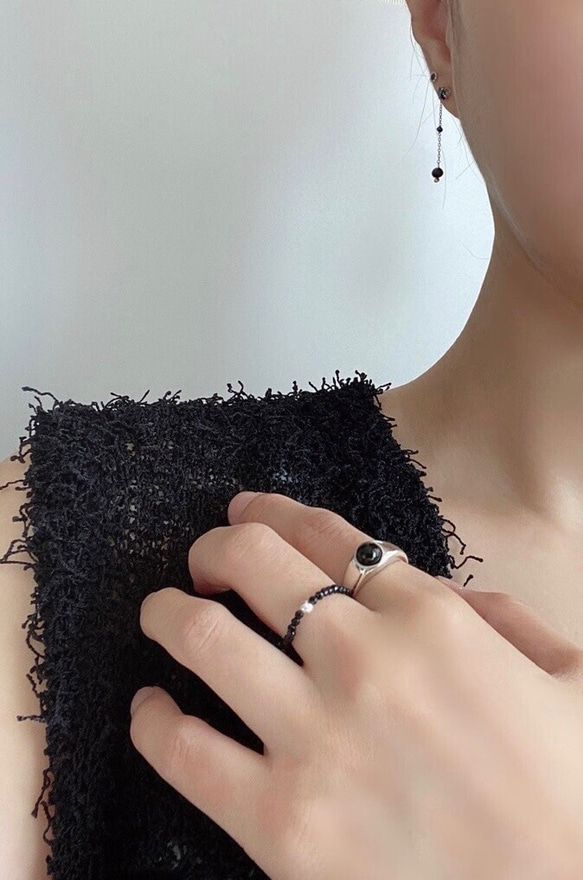 天然石 ブラックオニキスリングsilver925 RG49 9枚目の画像